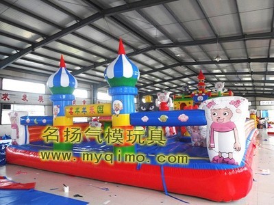 【廠家生產(chǎn)適合全國范圍內適用的氣模玩具 熊出沒大滑梯】價格,廠家,圖片,淘氣堡,項城市花園名揚氣模玩具廠-